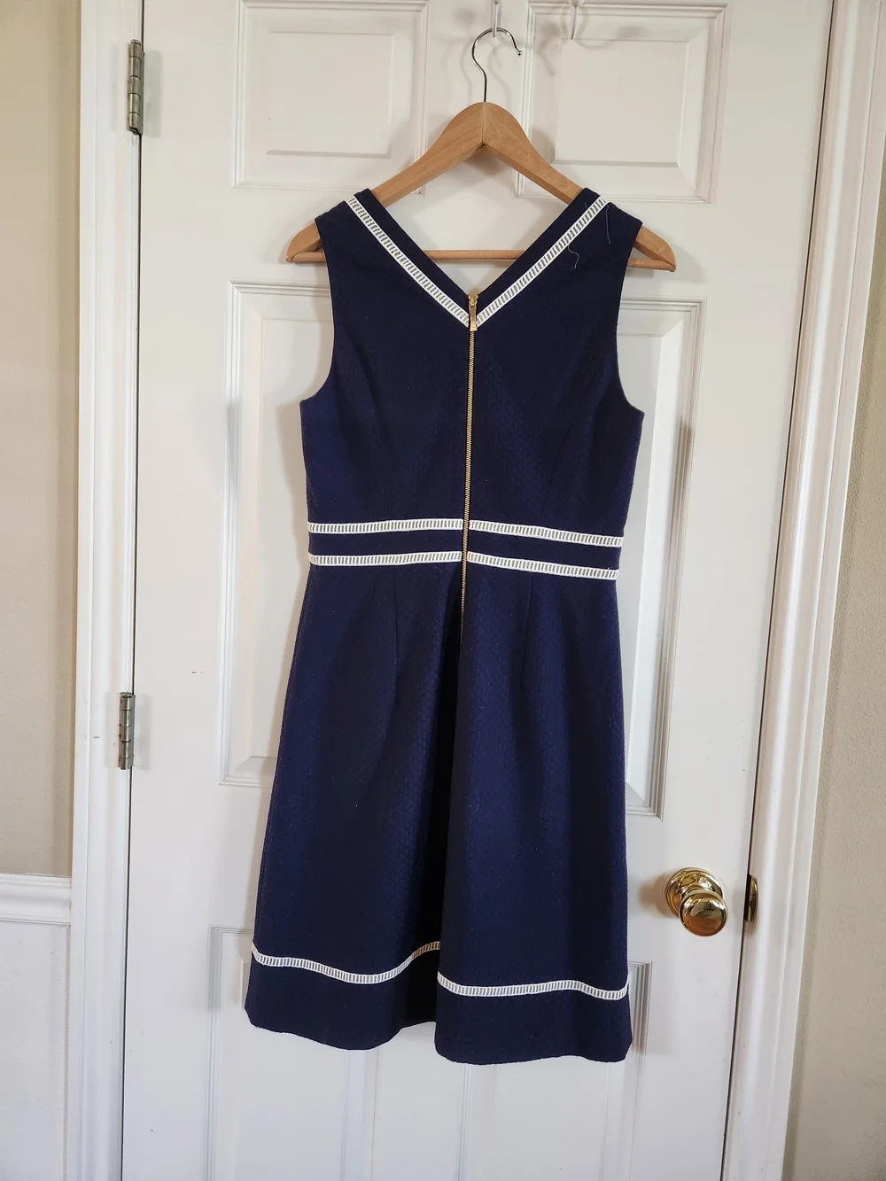 kate spade Navy A-Line Dress with White Trim